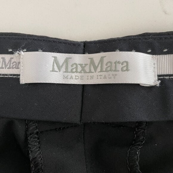 MaxMara Made in Italy Designer Straight Leg M Rise Wool Pants Black Sz 8 - Picture 4 of 10